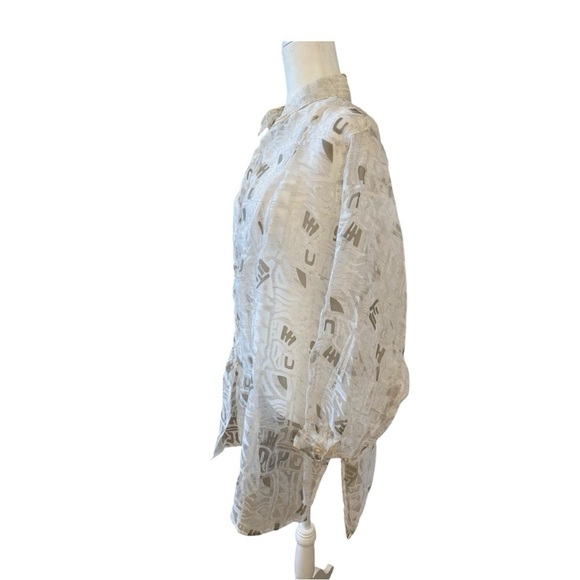 Express Compagnie Internationale Vintage Sheer Blouse Size Large Button Down - Picture 3 of 7